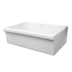 Farmhaus Fireclay Quatro Alcove Large Reversible Sink with Decorative 2 ½" Lip on One Side and 2" Lip on the Opposite Side