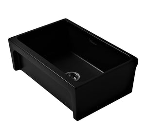Glencove Fireclay 30" Reversible Sink with Elegant Beveled Front Apron on one side  Decorative 2" Lip Plain on Opposite Side
