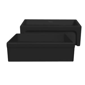 Glencove 30" Reversible Matte Kitchen Fireclay Sink with  Elegant Beveled Front Apron on one side and a Decorative 2" Lip Plain on Opposite Side