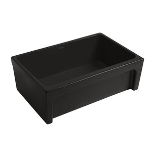 Glencove 30" Reversible Matte Kitchen Fireclay Sink with  Elegant Beveled Front Apron on one side and a Decorative 2" Lip Plain on Opposite Side