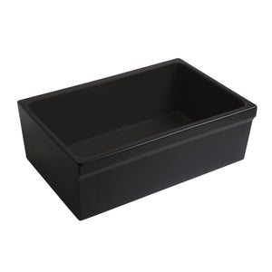 Glencove 30" Reversible Matte Kitchen Fireclay Sink with  Elegant Beveled Front Apron on one side and a Decorative 2" Lip Plain on Opposite Side