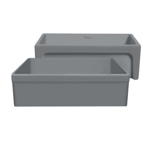 Glencove 30" Reversible Matte Kitchen Fireclay Sink with  Elegant Beveled Front Apron on one side and a Decorative 2" Lip Plain on Opposite Side