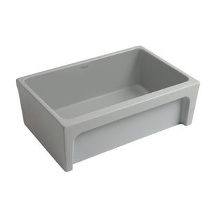Glencove 30" Reversible Matte Kitchen Fireclay Sink with  Elegant Beveled Front Apron on one side and a Decorative 2" Lip Plain on Opposite Side