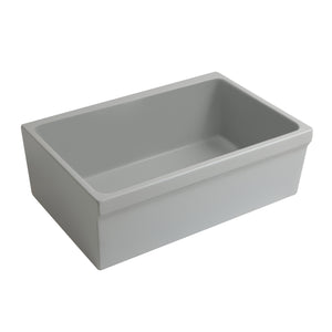 Glencove 30" Reversible Matte Kitchen Fireclay Sink with  Elegant Beveled Front Apron on one side and a Decorative 2" Lip Plain on Opposite Side