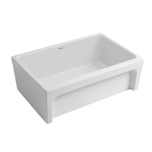 Glencove 30" Reversible Matte Kitchen Fireclay Sink with  Elegant Beveled Front Apron on one side and a Decorative 2" Lip Plain on Opposite Side