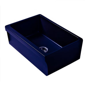 Glencove Fireclay 30" Reversible Sink with Elegant Beveled Front Apron on one side  Decorative 2" Lip Plain on Opposite Side