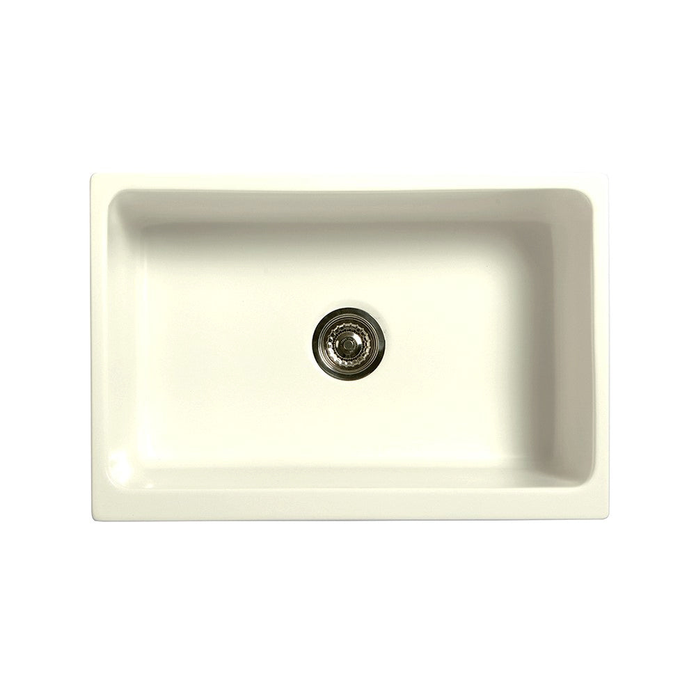 Glencove Fireclay 30" Reversible Sink with Elegant Beveled Front Apron on one side  Decorative 2" Lip Plain on Opposite Side