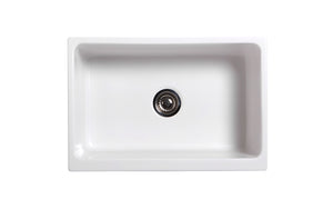 Glencove Fireclay 30" Reversible Sink with Elegant Beveled Front Apron on one side  Decorative 2" Lip Plain on Opposite Side