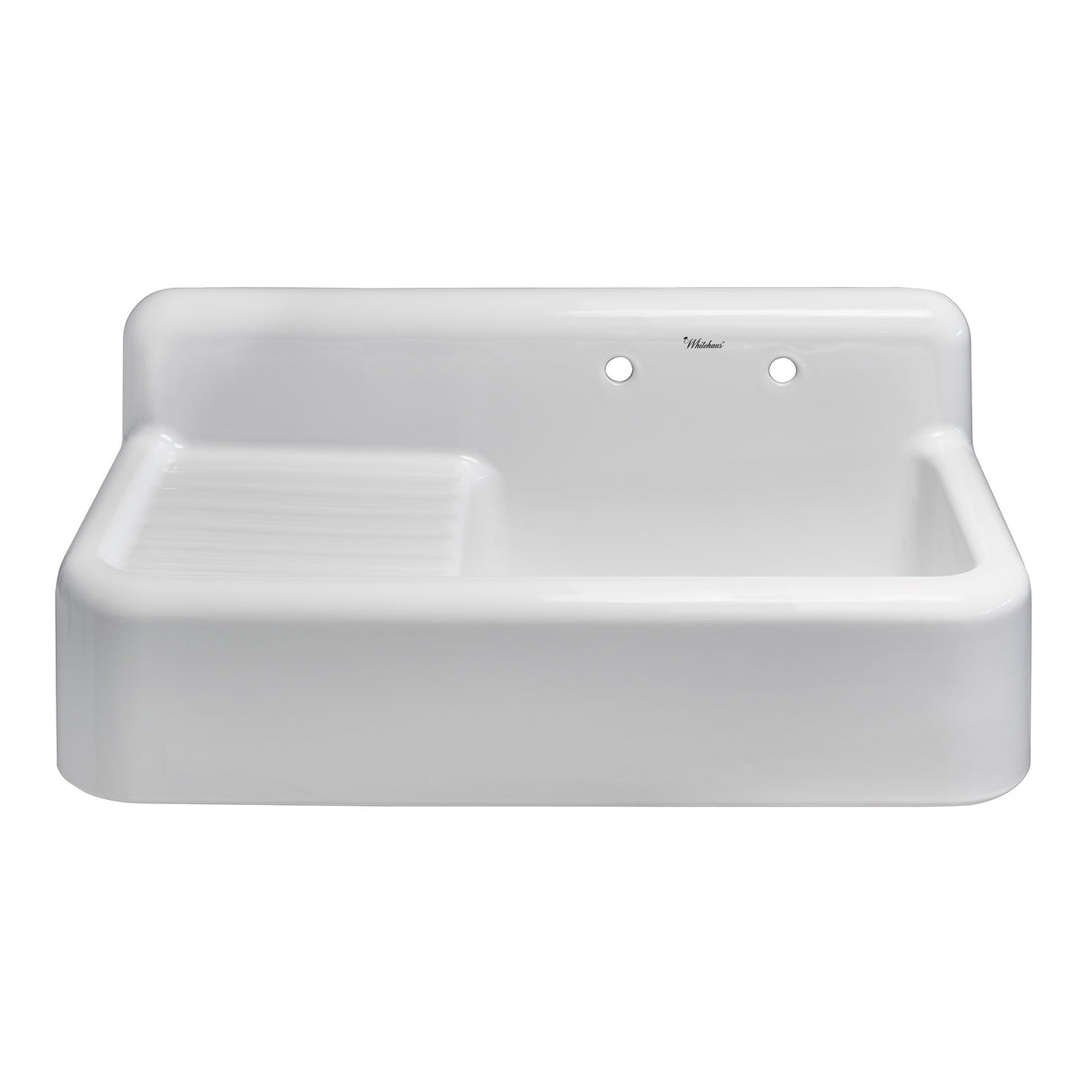 Heritage Front Apron Single Bowl Fireclay Sink with Integral Drainboard and High Backsplash