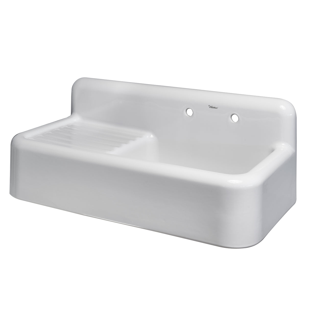 Heritage Front Apron Single Bowl Fireclay Sink with Integral Drainboard and High Backsplash