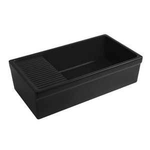 Farmhaus Quatro Alcove Large Reversible Matte Fireclay Kitchen Sink with  Integral Drainboard and a Decorative 2 ½" Lip Front Apron on Both Sides