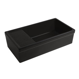 Farmhaus Quatro Alcove Large Reversible Matte Fireclay Kitchen Sink with  Integral Drainboard and a Decorative 2 ½