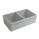 Farmhaus Quatro Alcove Reversible Matte Double Bowl  Fireclay Kitchen Sink with Fluted  2" Lip Front Apron on one Side and a 2 ½" Lip Plain on the Opposite Side