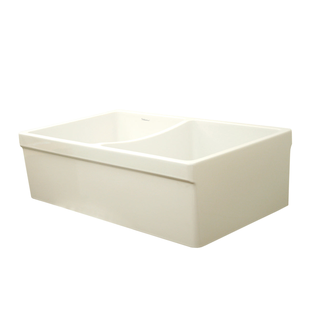 Farmhaus Fireclay Quatro Alcove Reversible Double Bowl Sink with 2" Lip on One Side and 2 ½" Lip on the Opposite Side