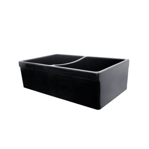 Farmhaus Fireclay Quatro Alcove Reversible Double Bowl Sink with 2" Lip on One Side and 2 ½" Lip on the Opposite Side