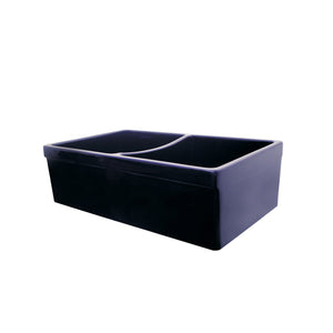 Farmhaus Fireclay Quatro Alcove Reversible Double Bowl Sink with 2" Lip on One Side and 2 ½" Lip on the Opposite Side