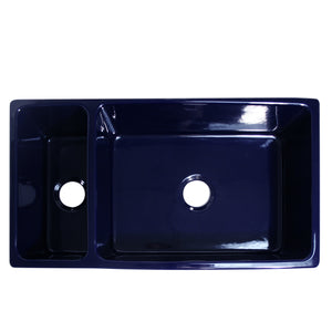 Farmhaus Fireclay Quatro Alcove Large Reversible Sink and Small Bowl with Decorative 2 ½" Lip on Both Sides