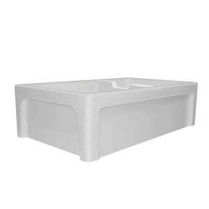 Glencove Fireclay 42" Large Double Bowl  Reversible Sink with an Elegant Beveled Front Apron on One Side and a Decorative Lip on the Opposite Side