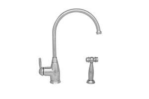 Queenhaus Single Lever Faucet with a Long Gooseneck Spout, Solid Single Lever Handle and Solid Brass Side Spray