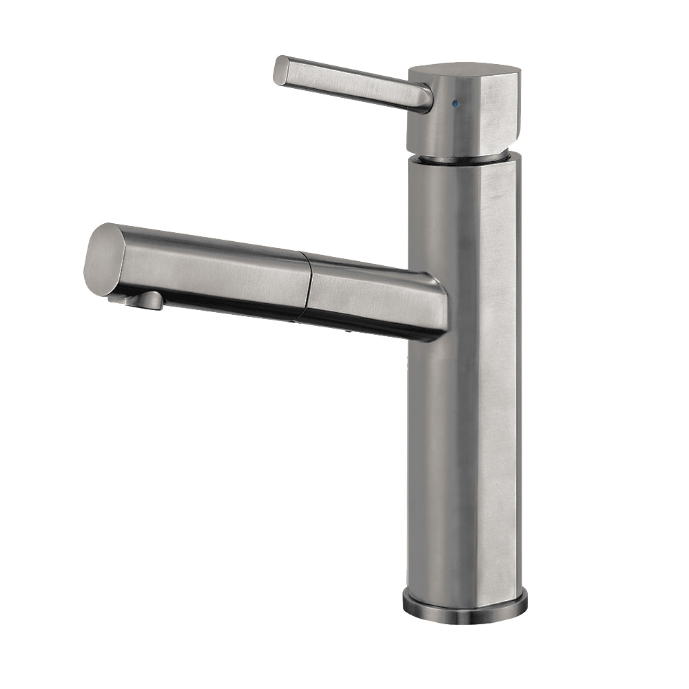 Waterhaus Solid Stainless Steel, Single Hole, Single Lever Kitchen Faucet with Pull-out Spray Head