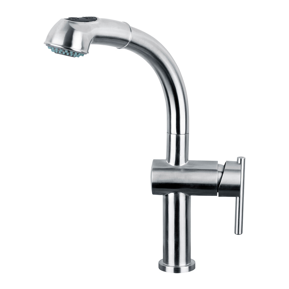 Waterhaus Lead Free, Solid Stainless Steel Single-Hole Faucet with Pull Out Spray Head and Solid Lever Handle