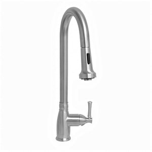 Waterhaus Lead Free Solid Stainless Steel Single-Hole Faucet with Gooseneck Swivel Spout, Pull Down Spray Head and Solid Lever Handle
