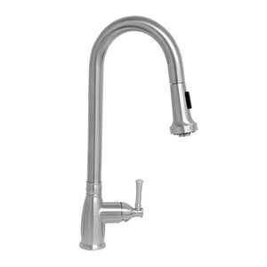 Waterhaus Lead Free Solid Stainless Steel Single-Hole Faucet with Gooseneck Swivel Spout, Pull Down Spray Head and Solid Lever Handle