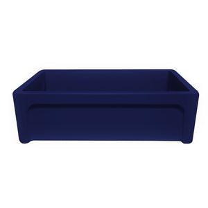 Glencove St. Ives 33" Front Apron Fireclay Sink with an Intricate Vine Design on one side and an Elegant Plain Beveled Front Apron on the Opposite Side