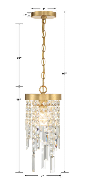 Winfield 1 Light Antique Gold Mini Pendant WIN-210-GA-CL-MWP