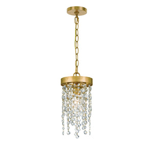 Winham 1 Light Antique Gold Crystal Mini Pendant WIN-610-GA-CL-MWP