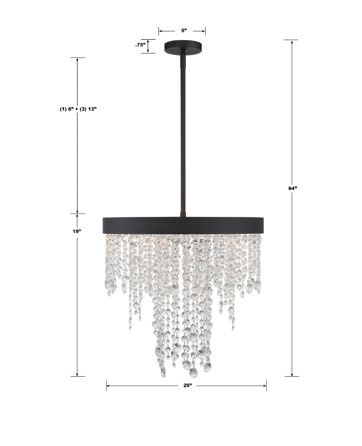 Winham 5 Light Black Forged Chandelier WIN-615-BF-CL-MWP