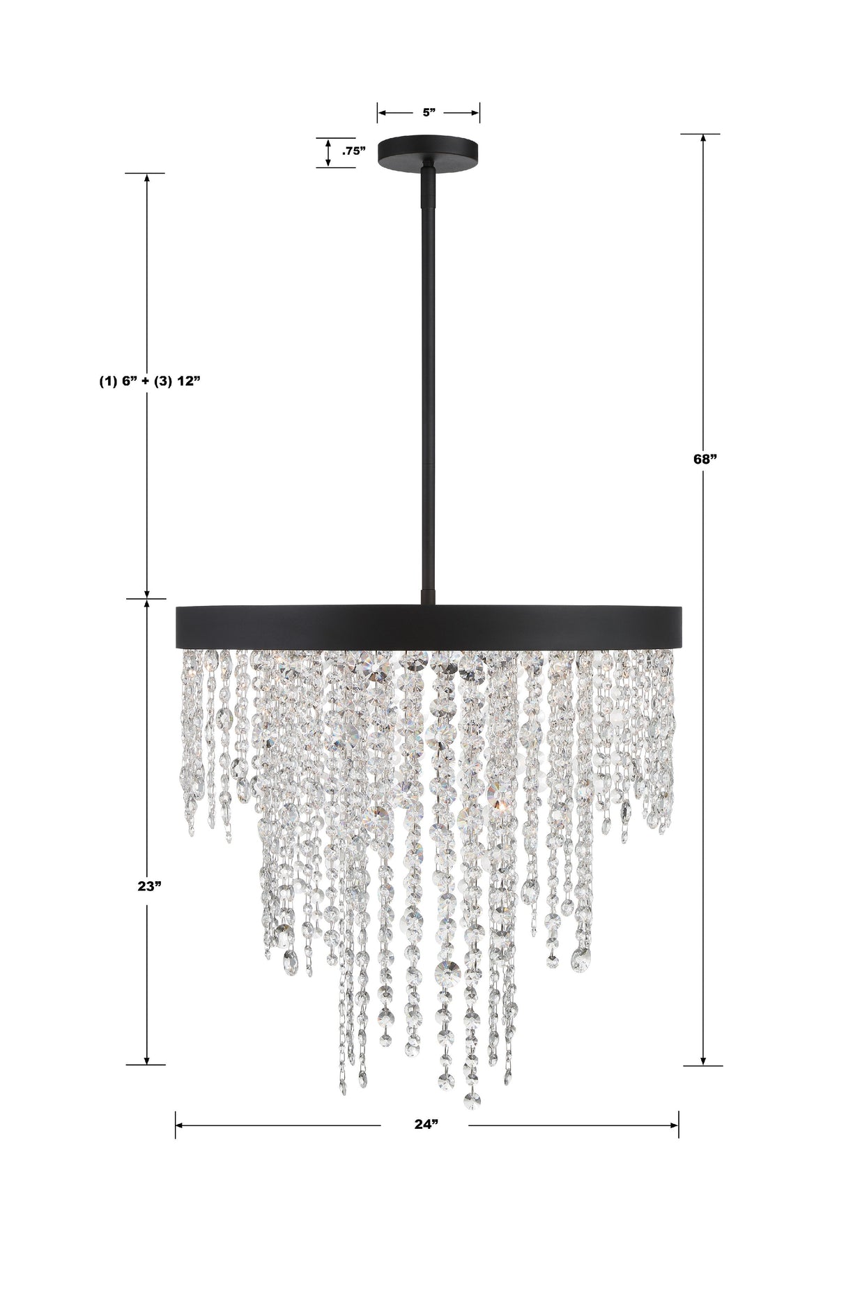 Winham 6 Light Black Forged Chandelier WIN-616-BF-CL-MWP