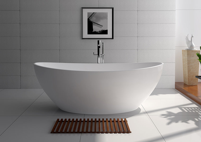 Legion Furniture 63" WHITE MATT SOLID SURFACE TUB - NO FAUCET WJ8643-W-L