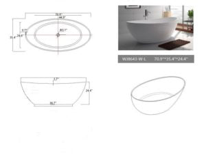 Legion Furniture 63" WHITE MATT SOLID SURFACE TUB - NO FAUCET WJ8643-W-L