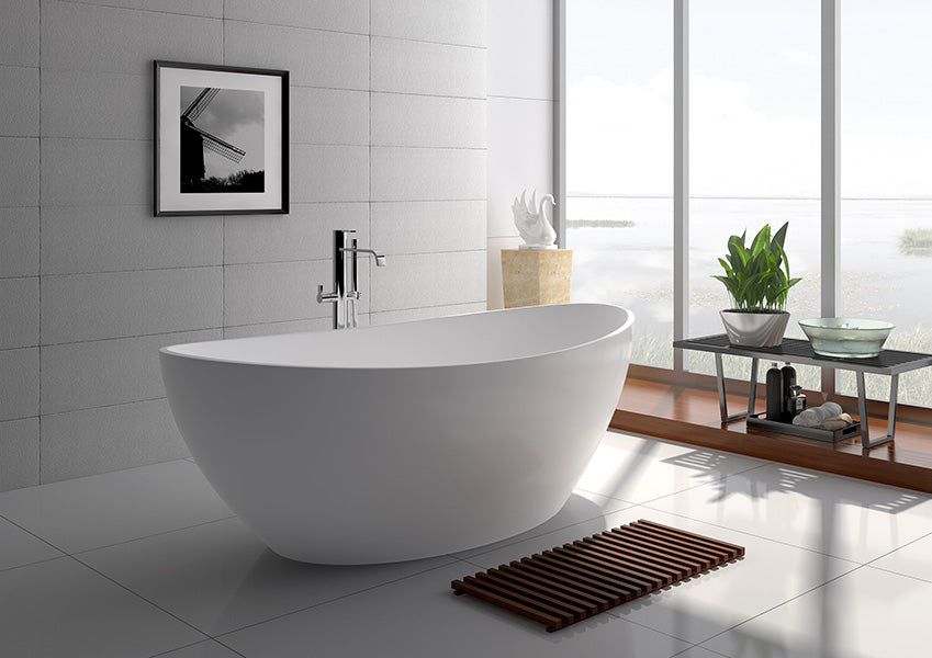 Legion Furniture 63" WHITE MATT SOLID SURFACE TUB - NO FAUCET WJ8643-W-L