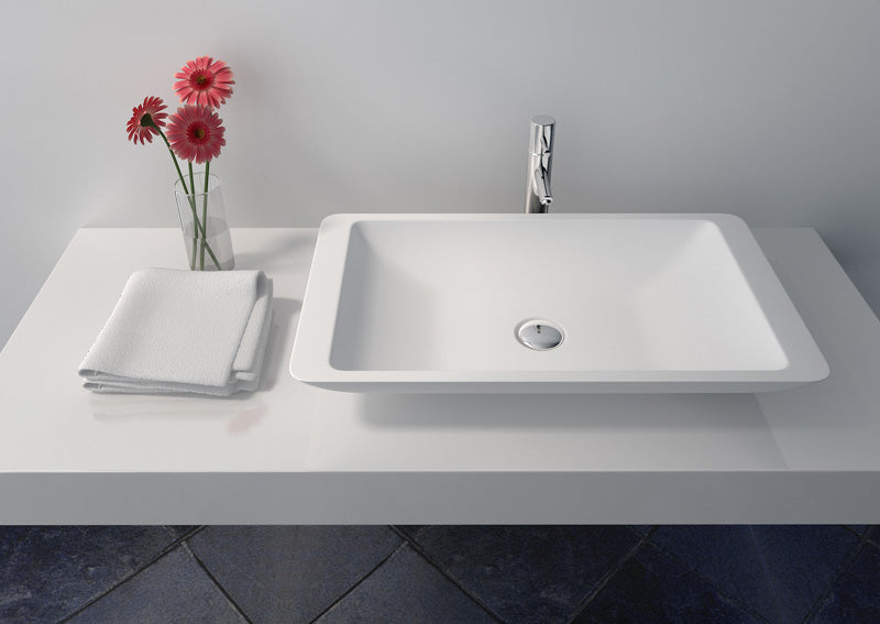 Legion Furniture 23.6" WHITE MATT SOLID SURFACE BOWL - NO FAUCET WJ9002
