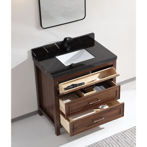 Legion Furniture 36" EBONY SINK VANITY DARK FINISH WITH WK-36 TOP 2" THICK BLACK NATURAL TOP WK2428-36-EB-WITH BLACK NATURAL TOP
