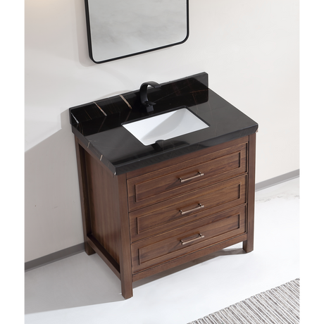 Legion Furniture 36" EBONY SINK VANITY DARK FINISH WITH WK-36 TOP 2" THICK BLACK NATURAL TOP WK2428-36-EB-WITH BLACK NATURAL TOP