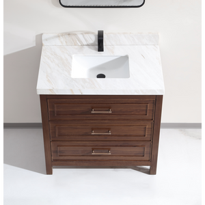 Legion Furniture 36" EBONY SINK VANITY DARK FINISH WITH WK-36 TOP 2" THICK WHITE NATURAL TOP WK2428-36-EB-WITH WHITE NATURAL TOP