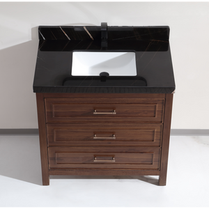 Legion Furniture 36" EBONY SINK VANITY DARK FINISH WITH WK-36 TOP 2" THICK BLACK NATURAL TOP WK2428-36-EB-WITH BLACK NATURAL TOP
