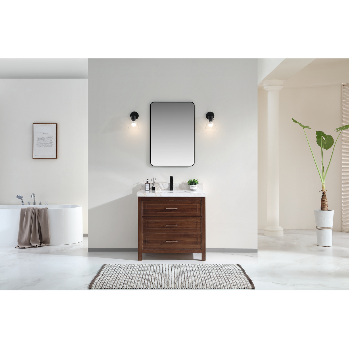 Legion Furniture 36" EBONY SINK VANITY DARK FINISH WITH WK-36 TOP 2" THICK WHITE NATURAL TOP WK2428-36-EB-WITH WHITE NATURAL TOP