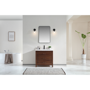 Legion Furniture 36" EBONY SINK VANITY DARK FINISH WITH WK-36 TOP 2" THICK WHITE NATURAL TOP WK2428-36-EB-WITH WHITE NATURAL TOP