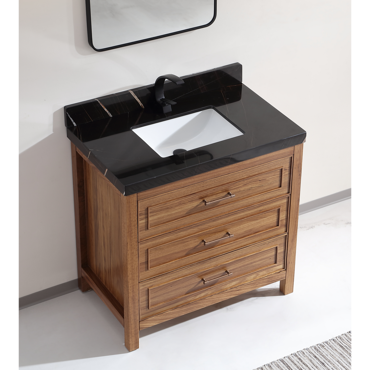 Legion Furniture 36" EBONY SINK VANITY LIGHT FINISH WITH WK-36 TOP 2" THICK BLACK NATURAL TOP WK2428-36-EW-WITH BLACK NATURAL TOP