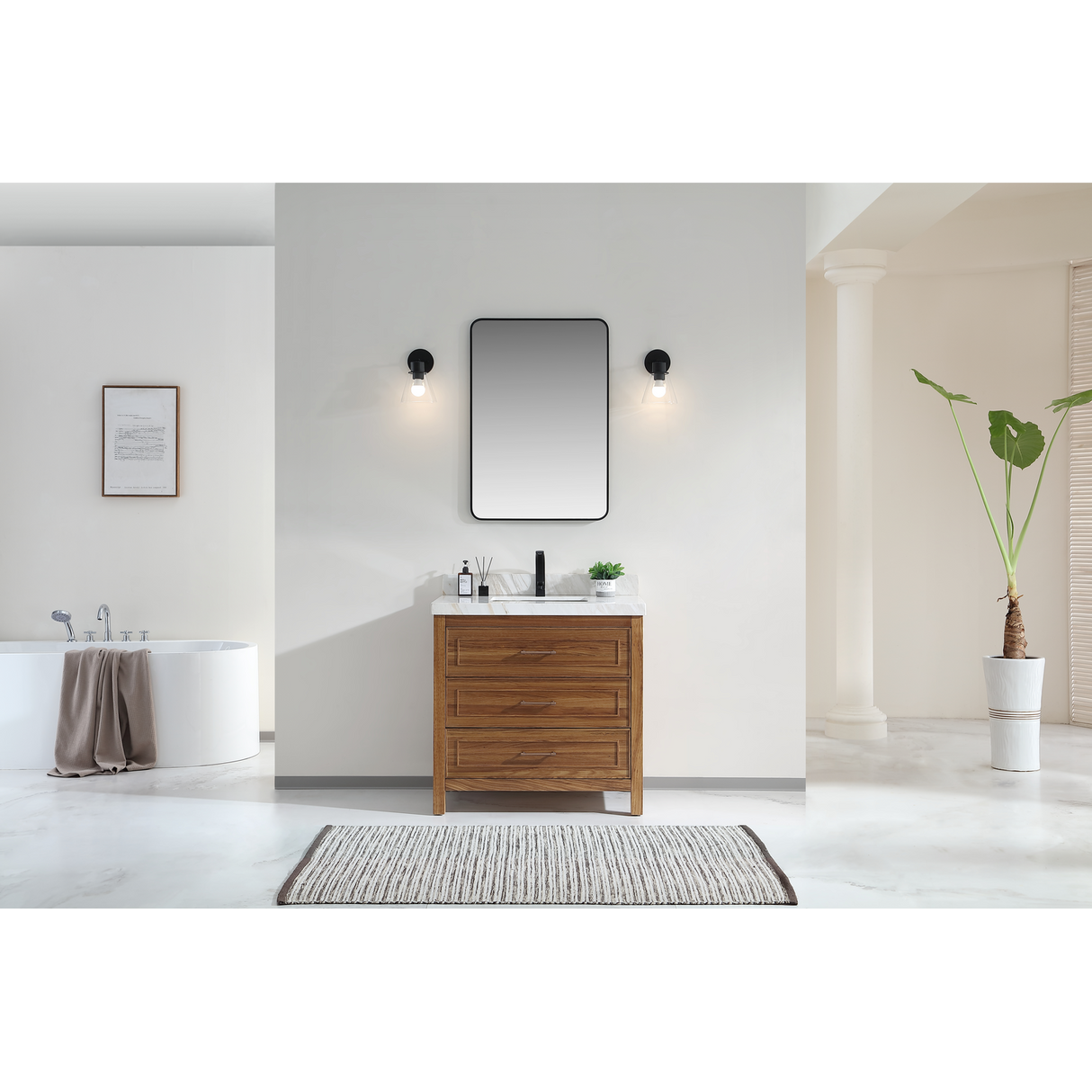 Legion Furniture 36" EBONY SINK VANITY LIGHT FINISH WITH WK-36 TOP 2" THICK WHITE NATURAL TOP WK2428-36-EW-WITH WHITE NATURAL TOP
