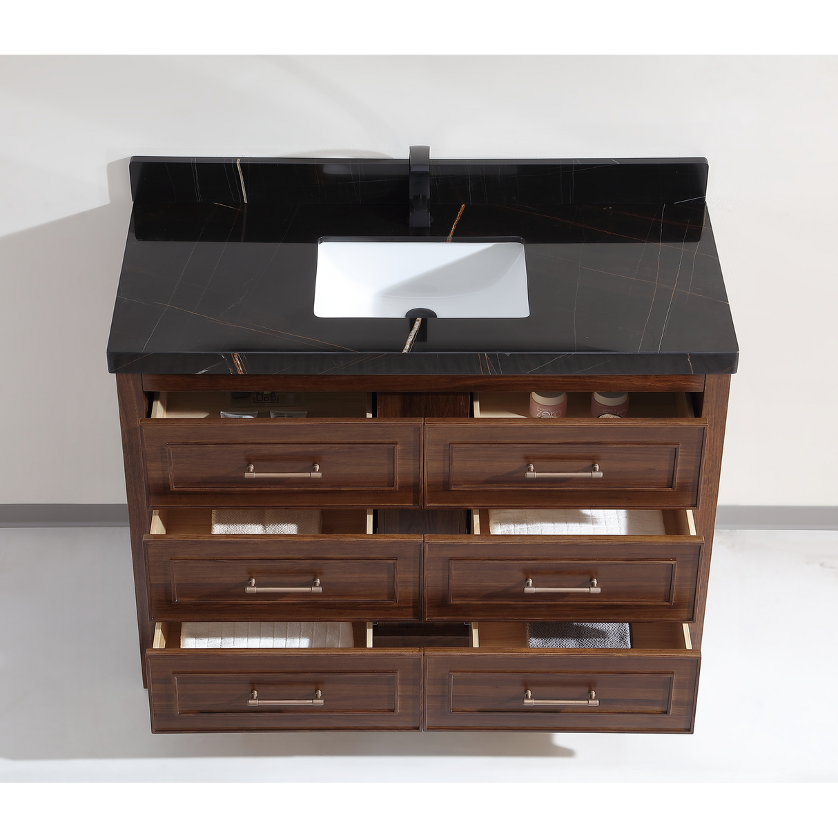 Legion Furniture 48" EBONY SINK VANITY DARK FINISH WITH WK-48 TOP 2" THICK BLACK NATURAL TOP WK2428-48-EB-WITH BLACK NATURAL TOP