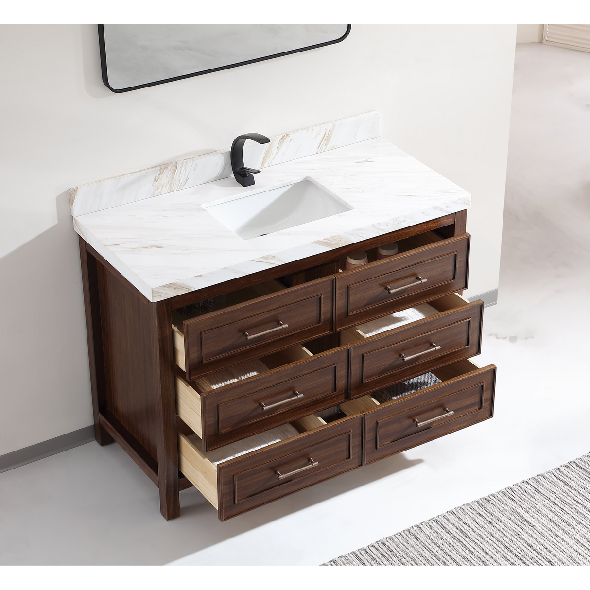 Legion Furniture 48" EBONY SINK VANITY DARK FINISH WITH WK-48 TOP 2" THICK WHITE NATURAL TOP WK2428-48-EB-WITH WHITE NATURAL TOP