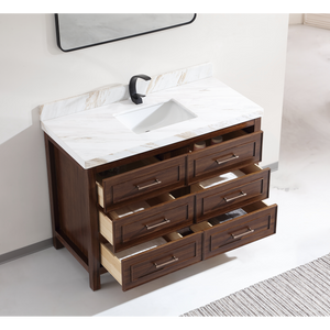 Legion Furniture 48" EBONY SINK VANITY DARK FINISH WITH WK-48 TOP 2" THICK WHITE NATURAL TOP WK2428-48-EB-WITH WHITE NATURAL TOP