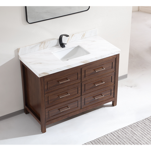 Legion Furniture 48" EBONY SINK VANITY DARK FINISH WITH WK-48 TOP 2" THICK WHITE NATURAL TOP WK2428-48-EB-WITH WHITE NATURAL TOP