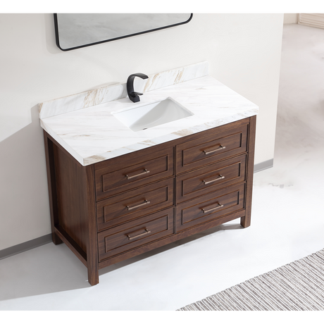 Legion Furniture 48" EBONY SINK VANITY DARK FINISH WITH WK-48 TOP 2" THICK WHITE NATURAL TOP WK2428-48-EB-WITH WHITE NATURAL TOP