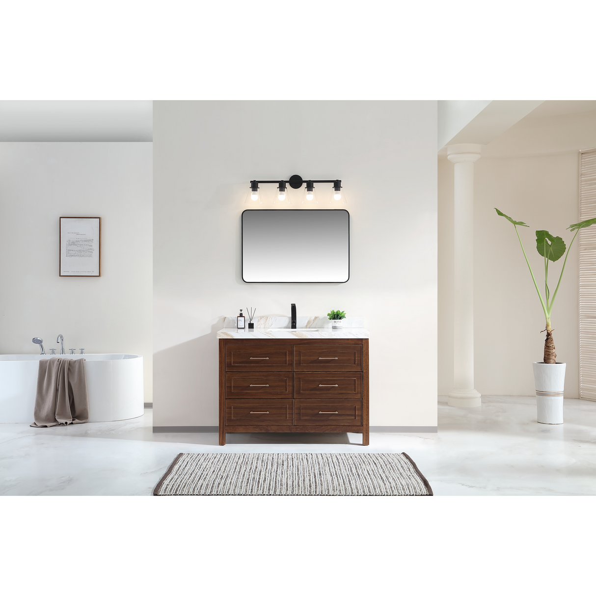 Legion Furniture 48" EBONY SINK VANITY DARK FINISH WITH WK-48 TOP 2" THICK WHITE NATURAL TOP WK2428-48-EB-WITH WHITE NATURAL TOP